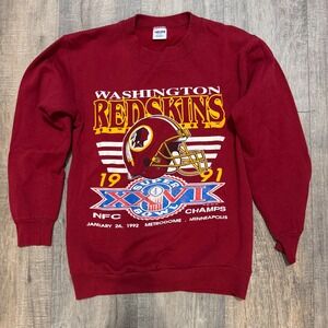 Vintage 90s Washington Redskins Super Bowl XXVI Crewneck Sweatshirt Adult Small